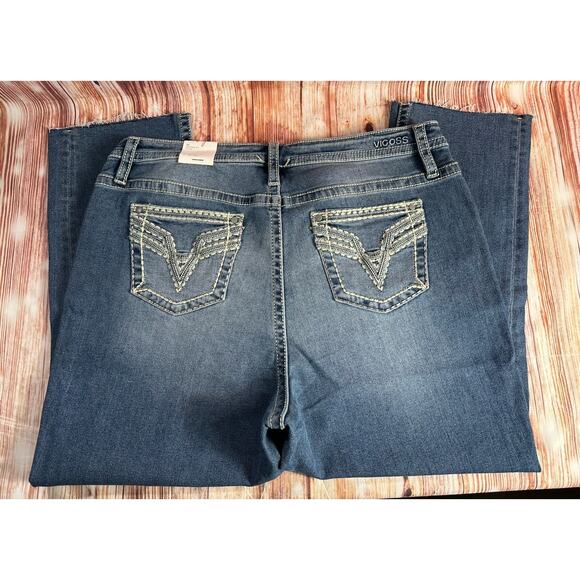 Vigoss HERITAGE FIT Sz 22 High Rise Raw Hem Crop Straight Jeans Denim Pant 38x26 - Picture 4 of 11